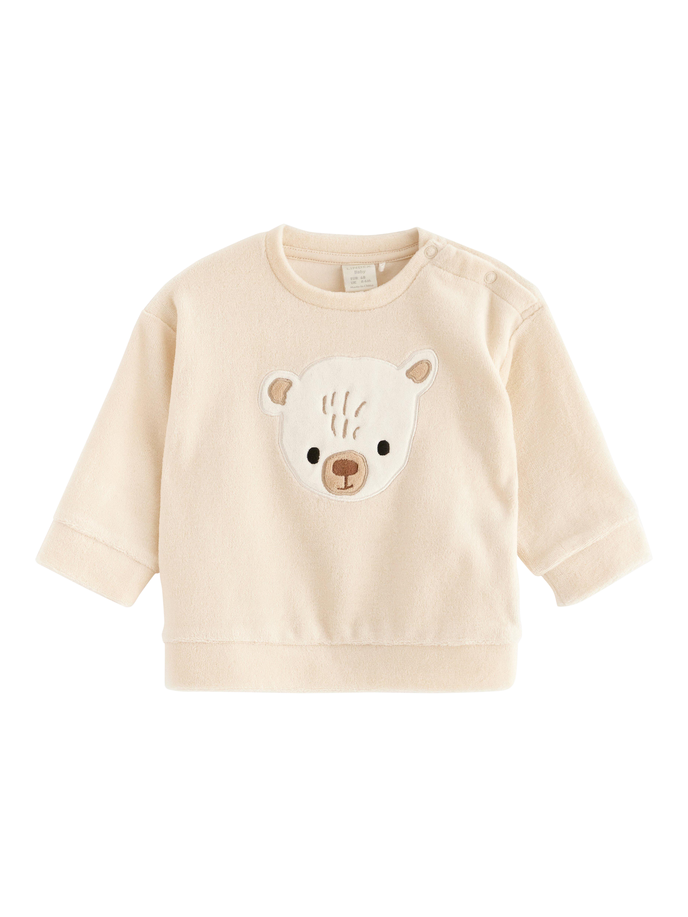 Product image 1 of 3, which shows Lindex Kids' Polar Bear Applique Sweatshirt, Light Beige, 10-12 months