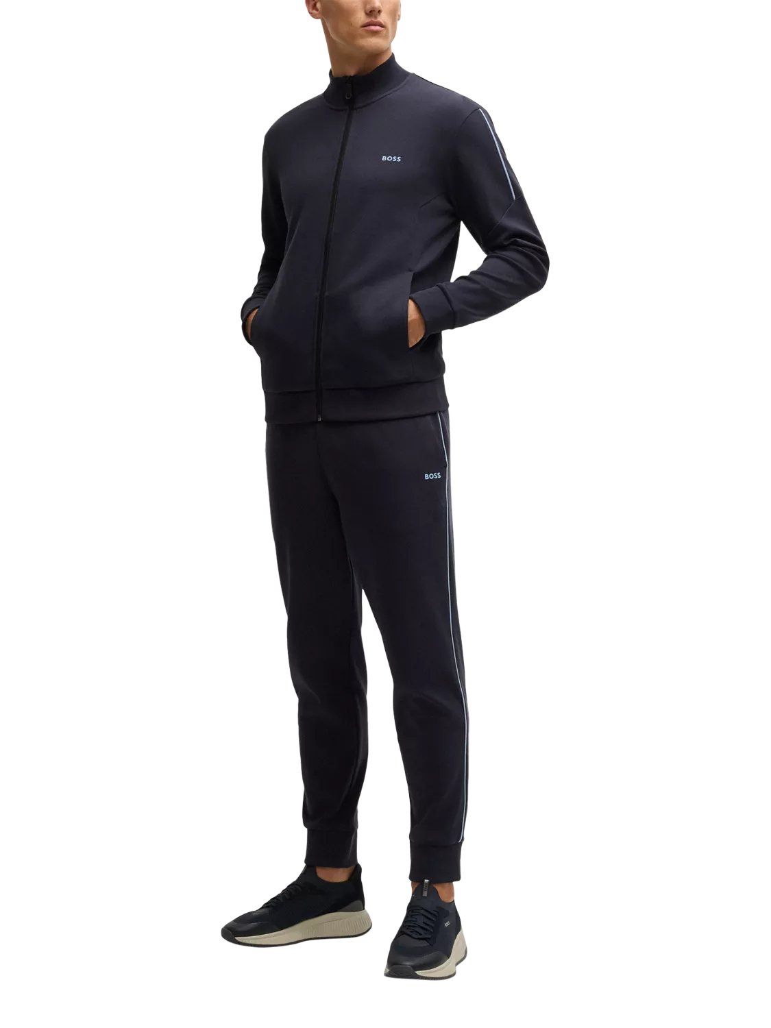 BOSS Interlock Cotton Tracksuit, Dark Blue