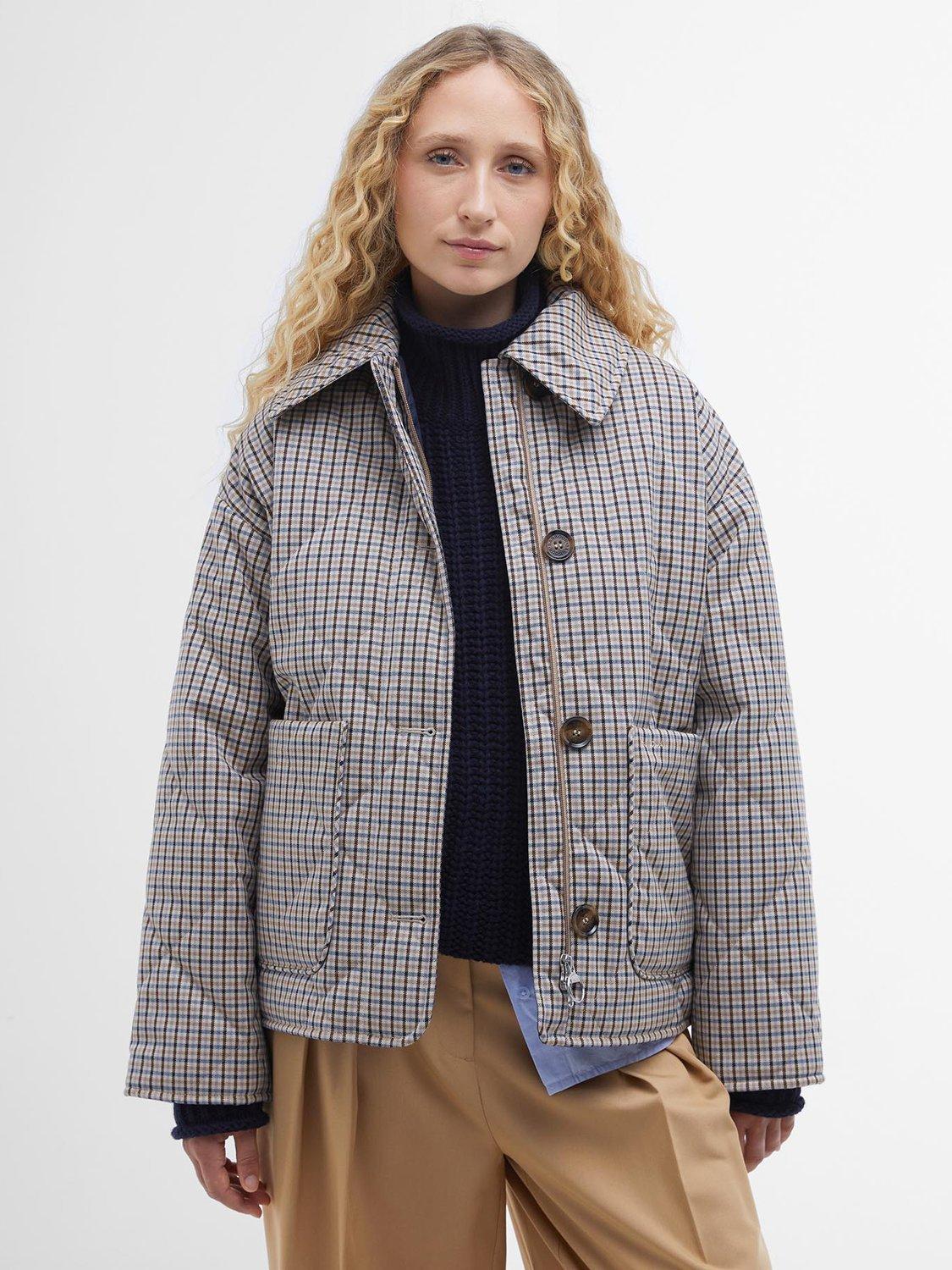 Barbour Cassidie Check Quilted Jacket, Sky Micro Check