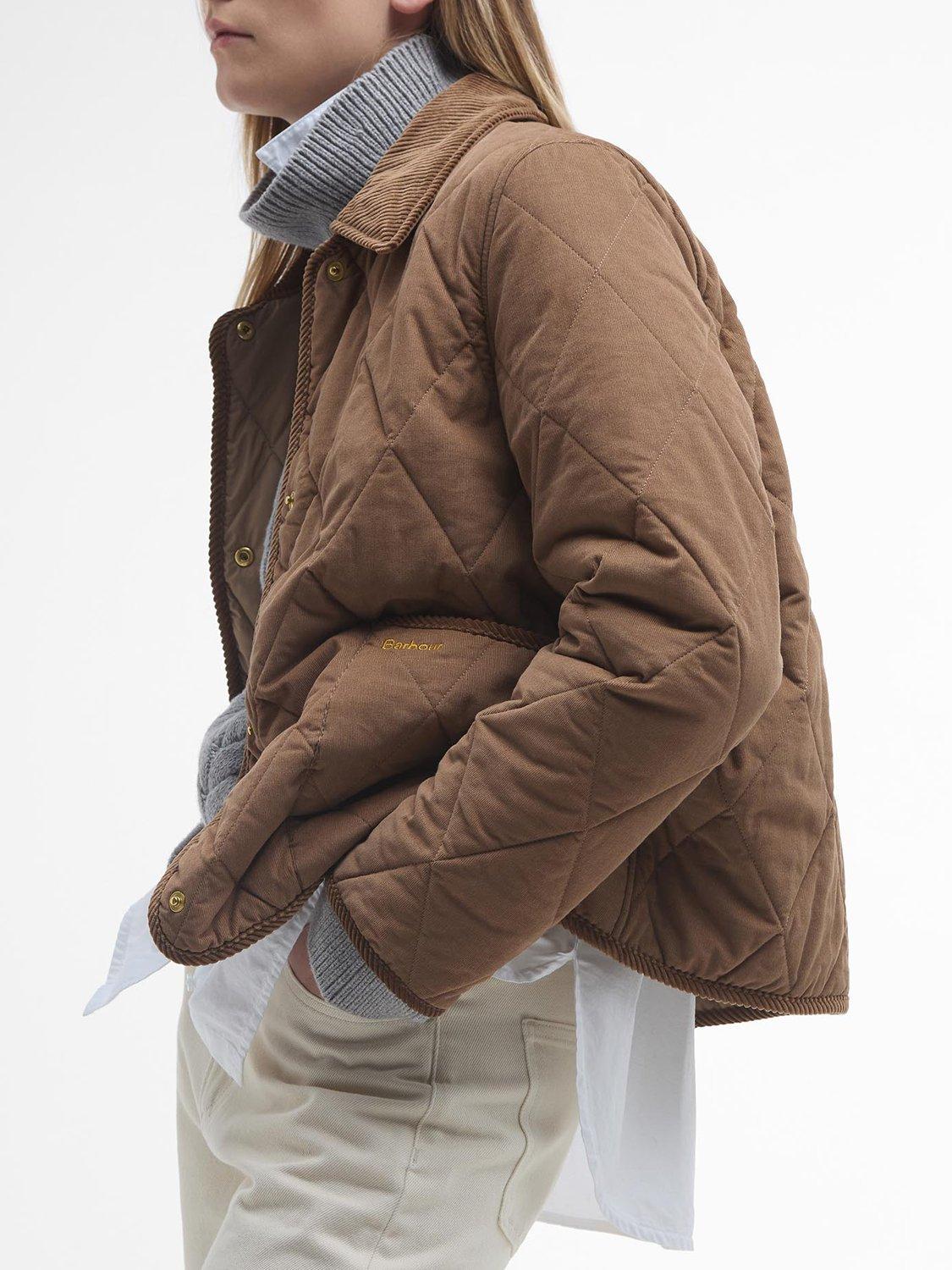 Product image 6 of 8, which shows Barbour Emilia Quilted Jacket, Beige/Sky Tartan, 8