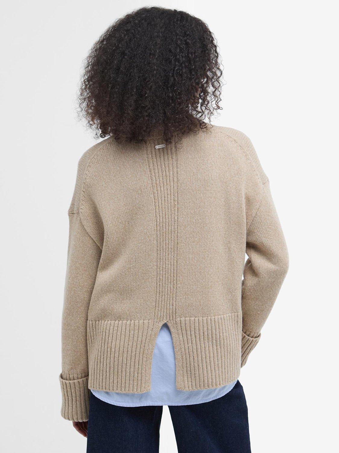 Product image 2 of 6, which shows Barbour Cassandra Wool Blend Crew Neck Jumper, Camel, 16