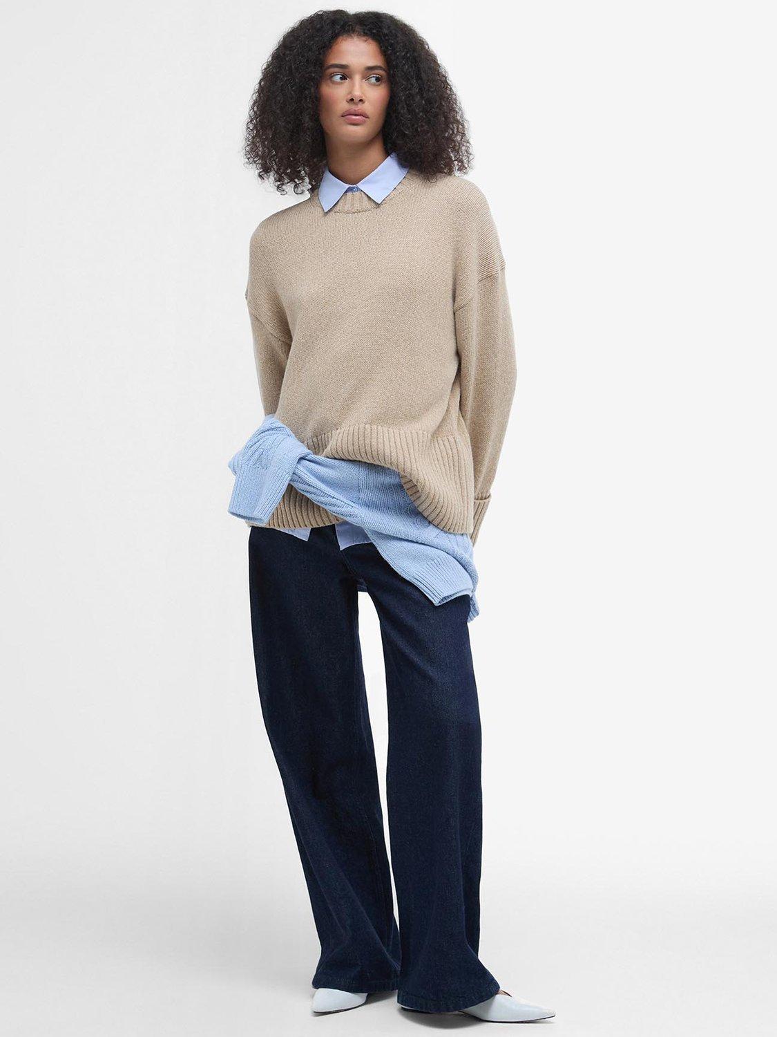 Product image 3 of 6, which shows Barbour Cassandra Wool Blend Crew Neck Jumper, Camel, 16
