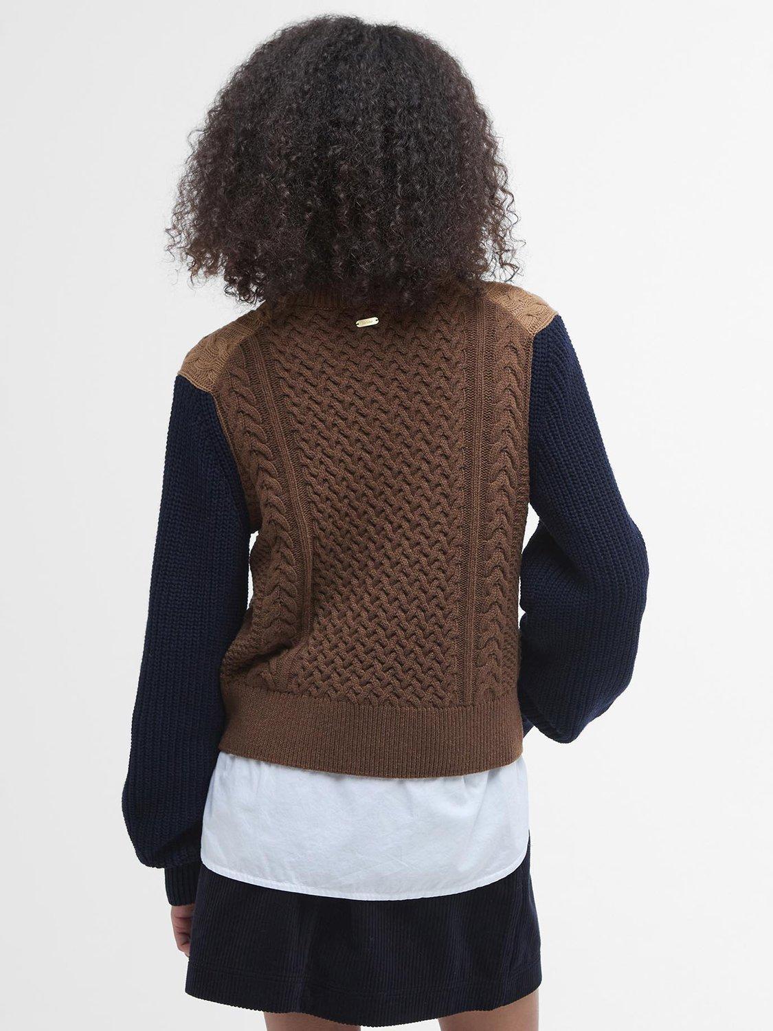 Product image 2 of 6, which shows Barbour Esther Wool Cashmere Blend Cable Knit Jumper, Multi, 10