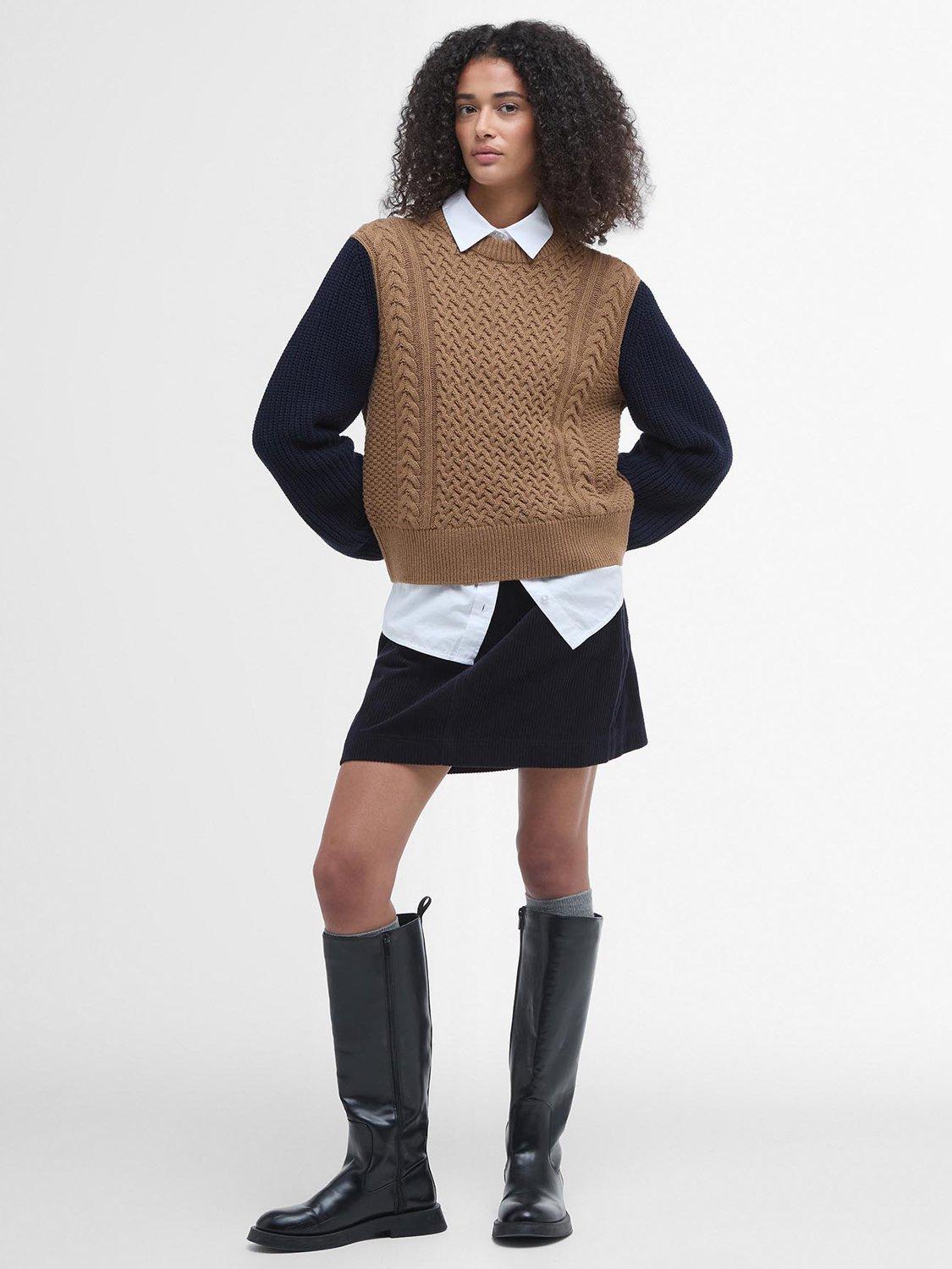 Product image 3 of 6, which shows Barbour Esther Wool Cashmere Blend Cable Knit Jumper, Multi, 10