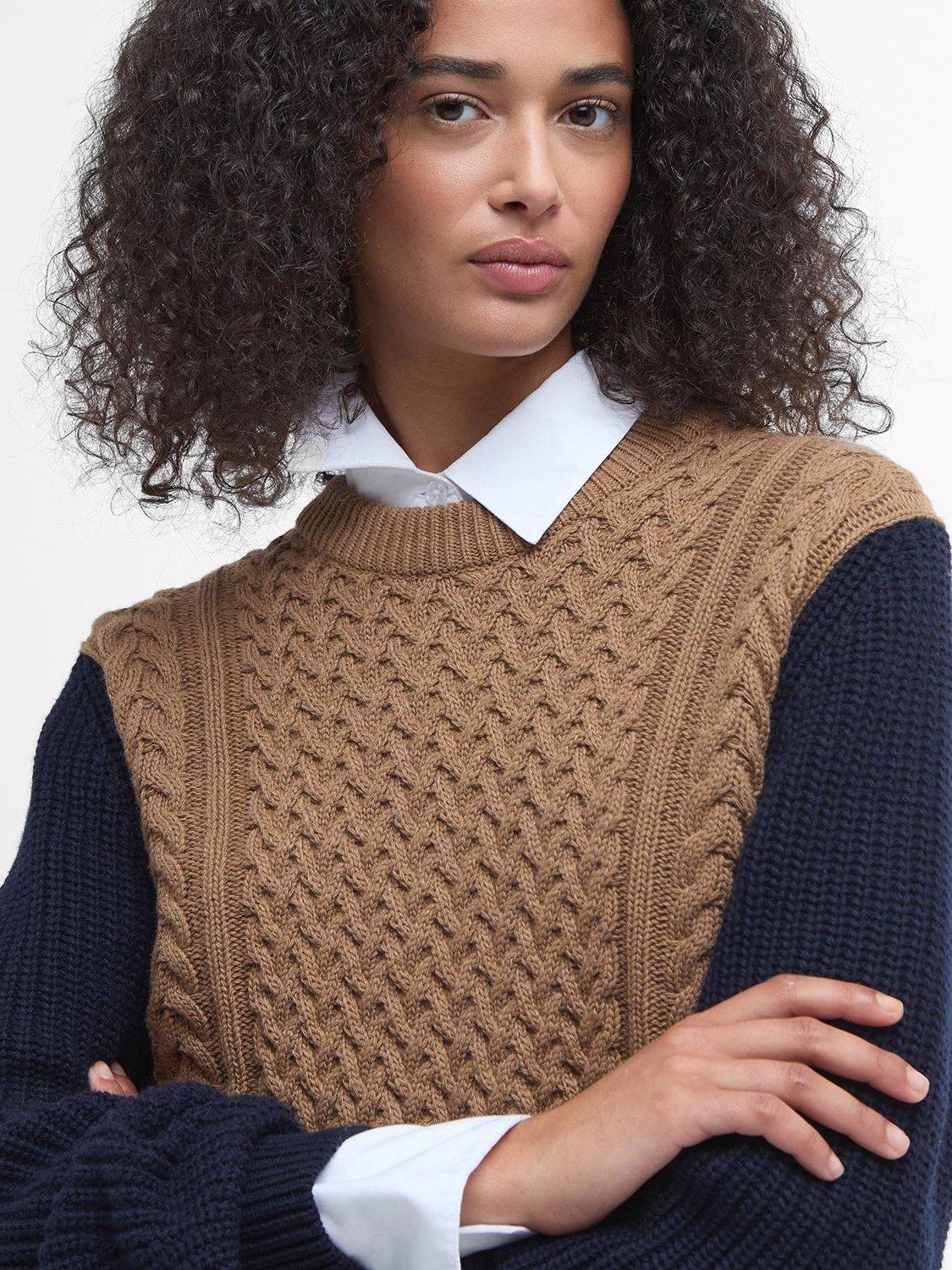 Product image 5 of 6, which shows Barbour Esther Wool Cashmere Blend Cable Knit Jumper, Multi, 10