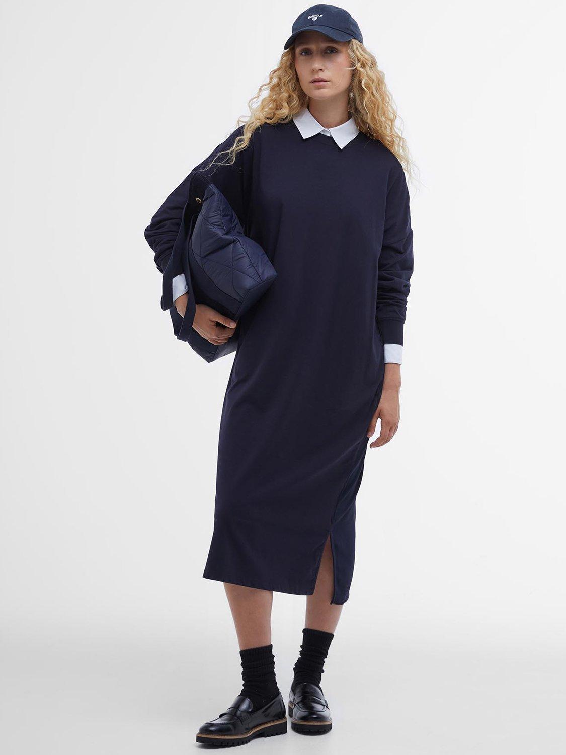 Barbour Shelby Knitted Midi Dress Navy