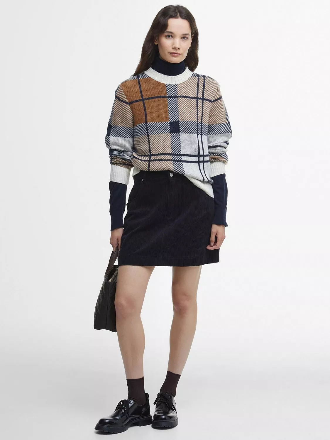 Zoe black selling velvet top with plaid skirt 14