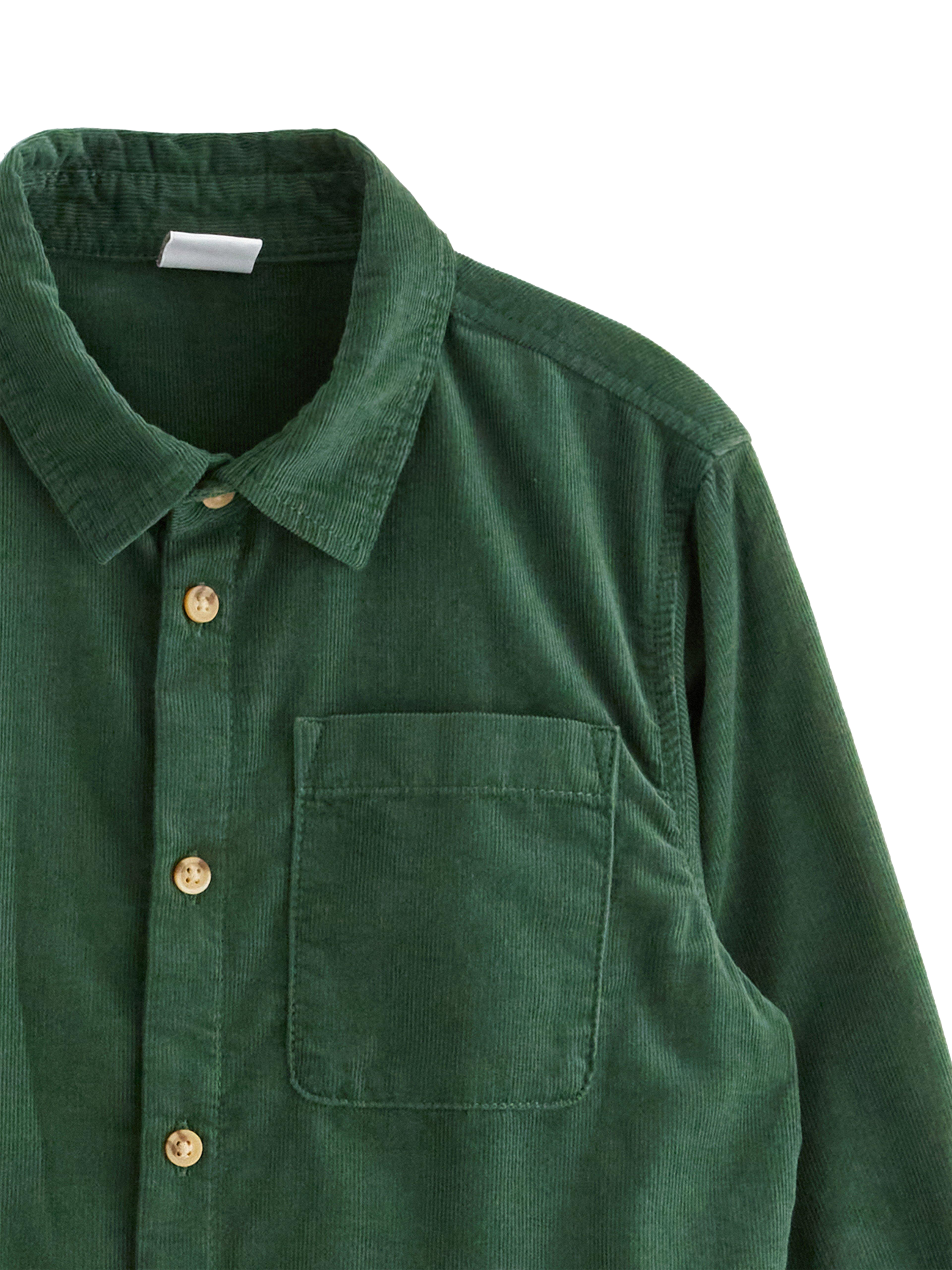 Product image 3 of 3, which shows Lindex Kids' Cotton Cord Shirt, Dark Dusty Green, 3-4 years