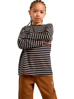 Lindex Kids' Essential Stripe Long Sleeve Top, Black/Multi, Black/Multi