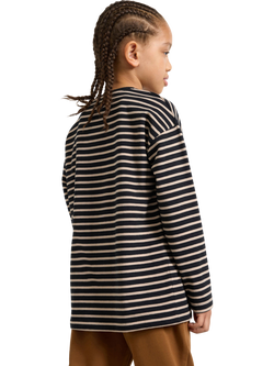 Lindex Kids' Essential Stripe Long Sleeve Top, Black/Multi - view 2, Black/Multi
