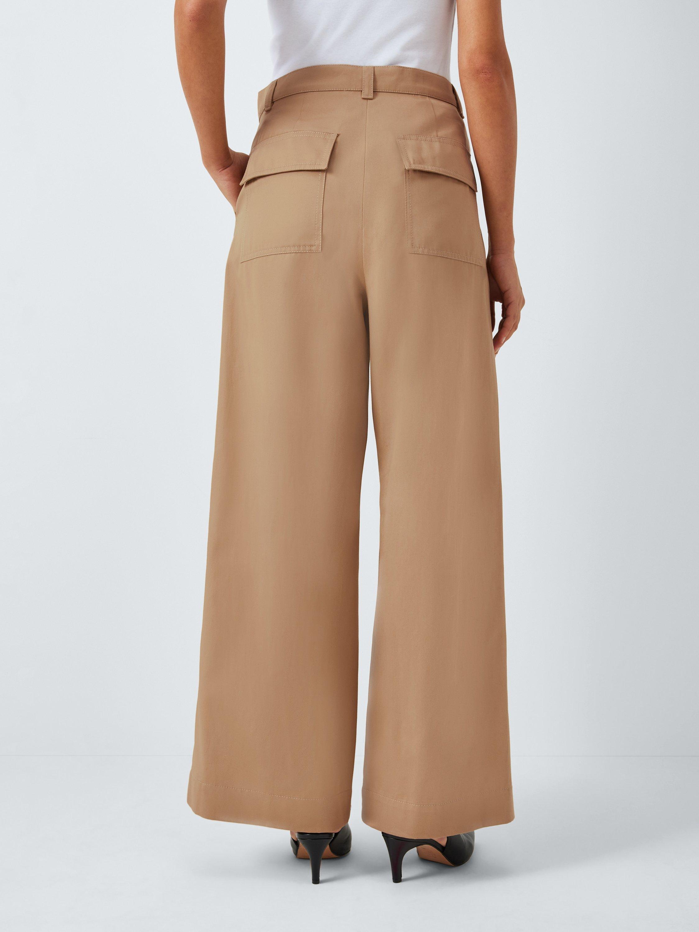 Product image 2 of 6, which shows Weekend MaxMara Nebbie Wide Leg Cotton Trousers, Beige, 14