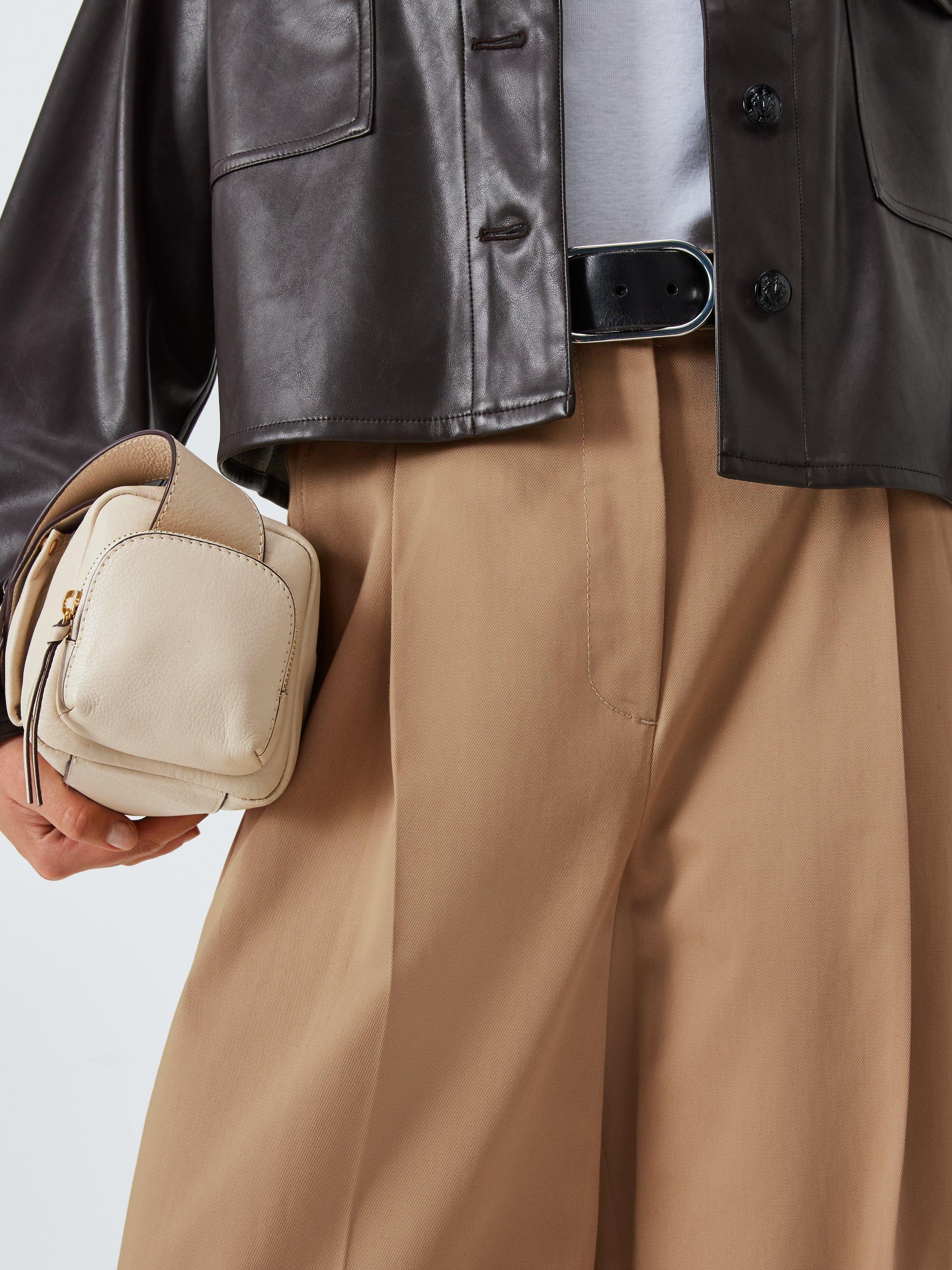 Product image 5 of 6, which shows Weekend MaxMara Nebbie Wide Leg Cotton Trousers, Beige, 14