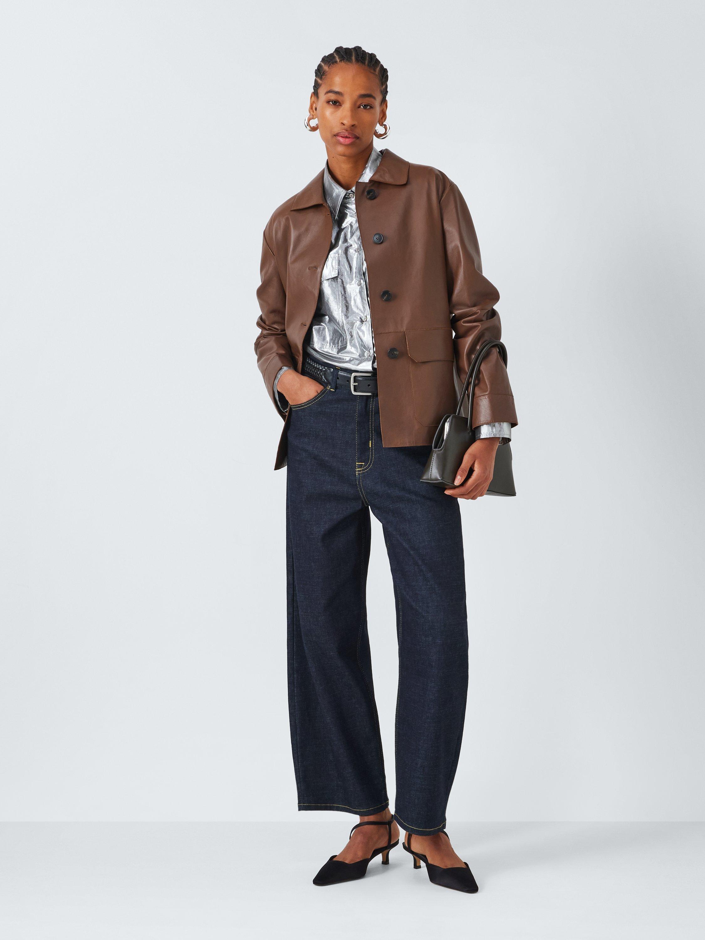 Weekend MaxMara Kaya Leather Jacket, Dark Brown
