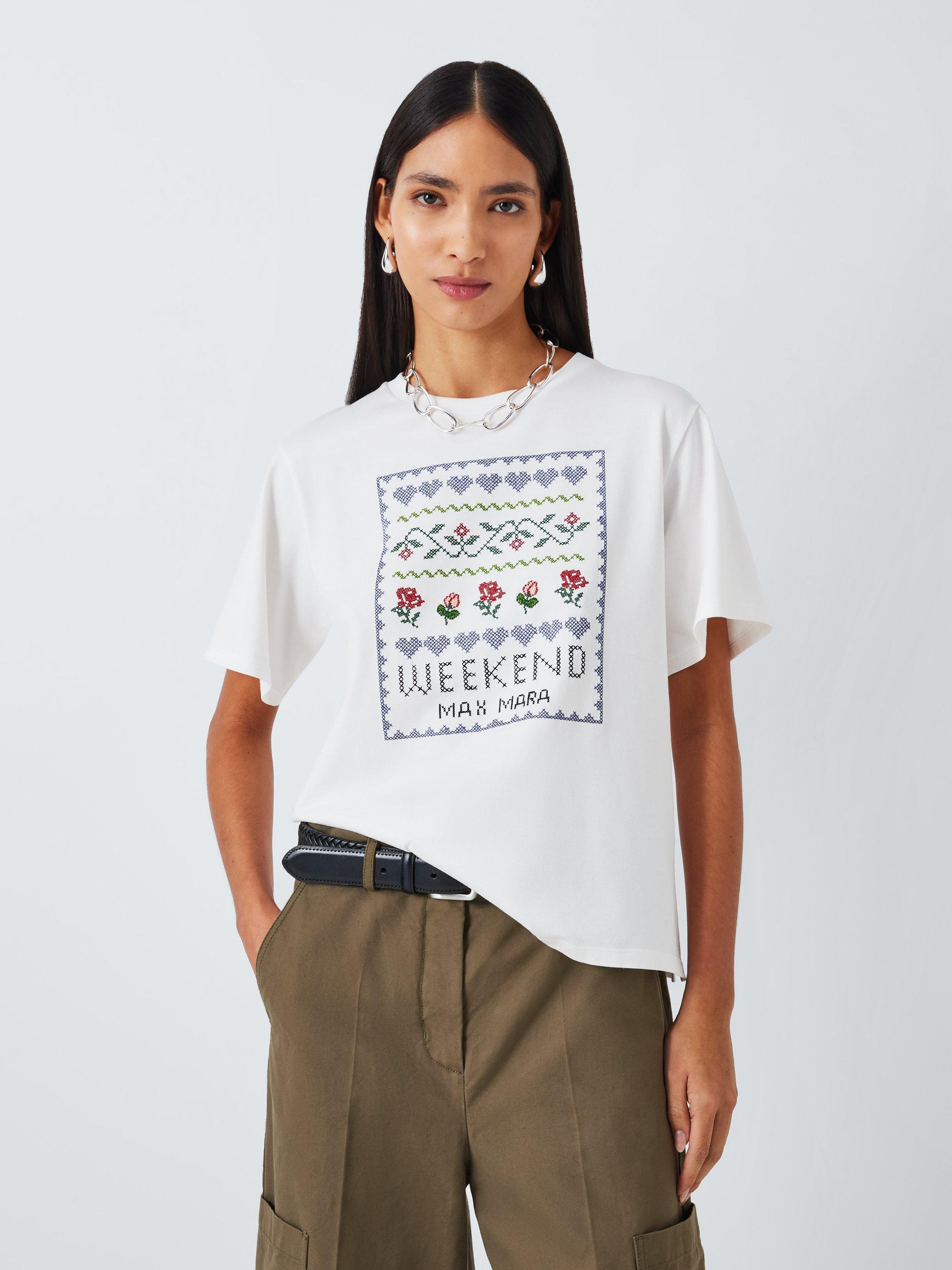 Weekend MaxMara Cabina Floral Cross Stitch Graphic T-Shirt