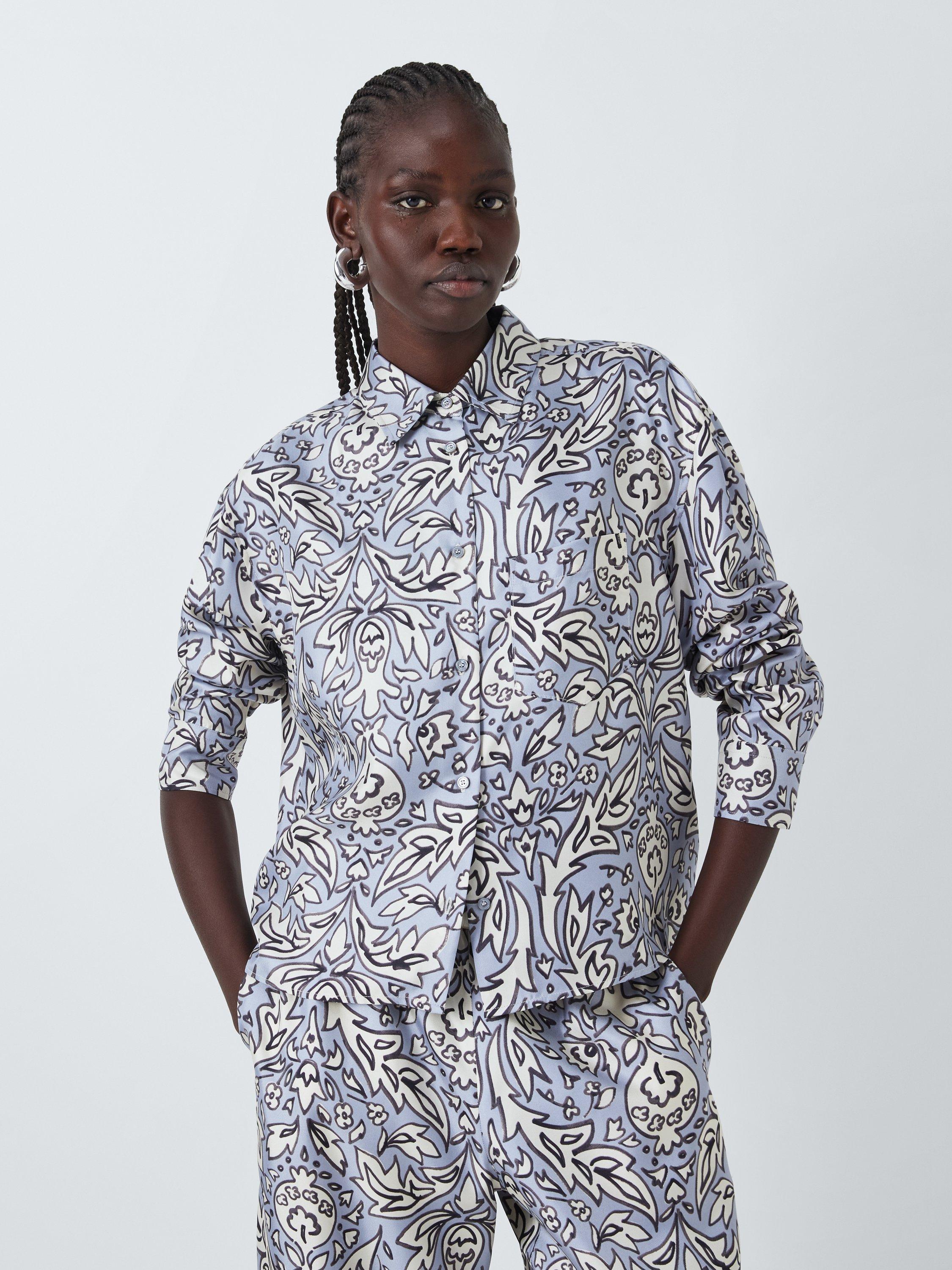 Weekend MaxMara Enfasi Floral Silk Shirt, Blue/Multi