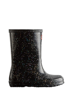 Hunter Kids' First Classic Giant Glitter Wellington Boots, Black