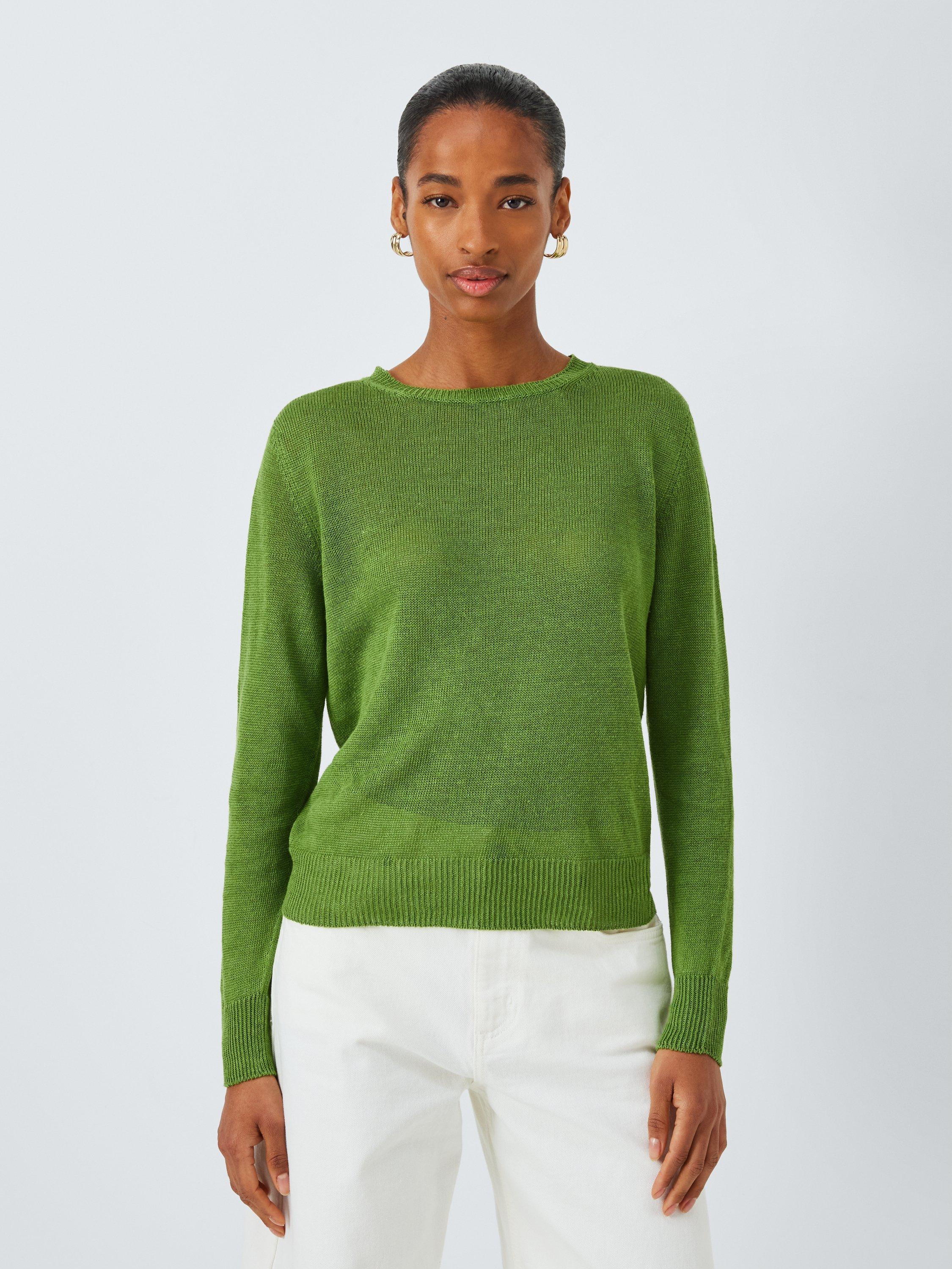 Product image 1 of 6, which shows Weekend MaxMara Atzeco Pure Linen Jumper, Green, S