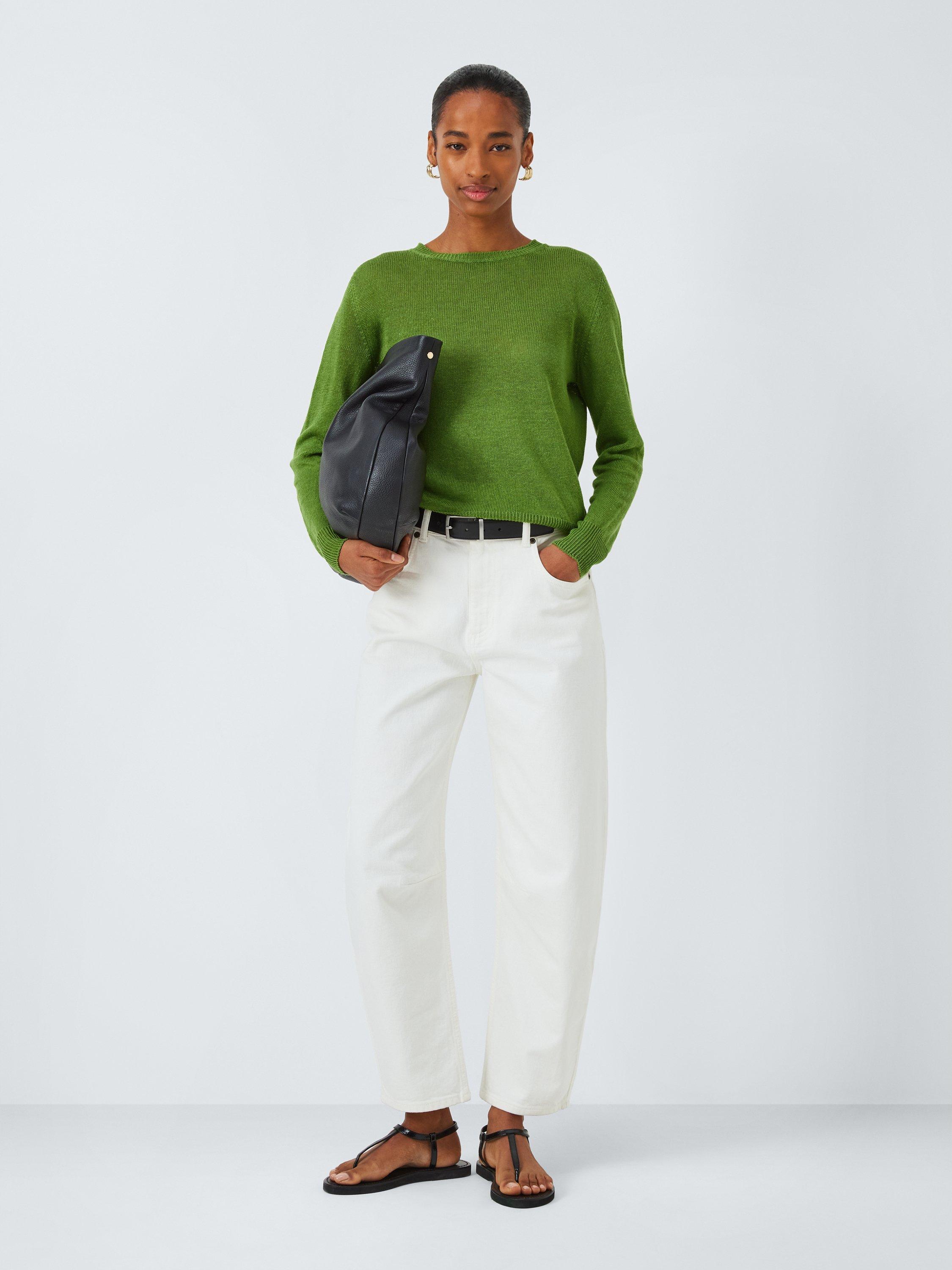 Product image 3 of 6, which shows Weekend MaxMara Atzeco Pure Linen Jumper, Green, S