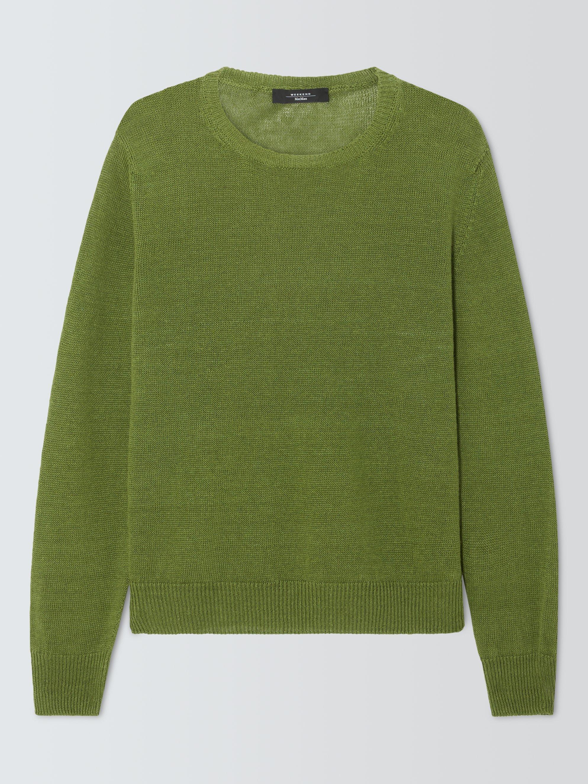 Product image 4 of 6, which shows Weekend MaxMara Atzeco Pure Linen Jumper, Green, S