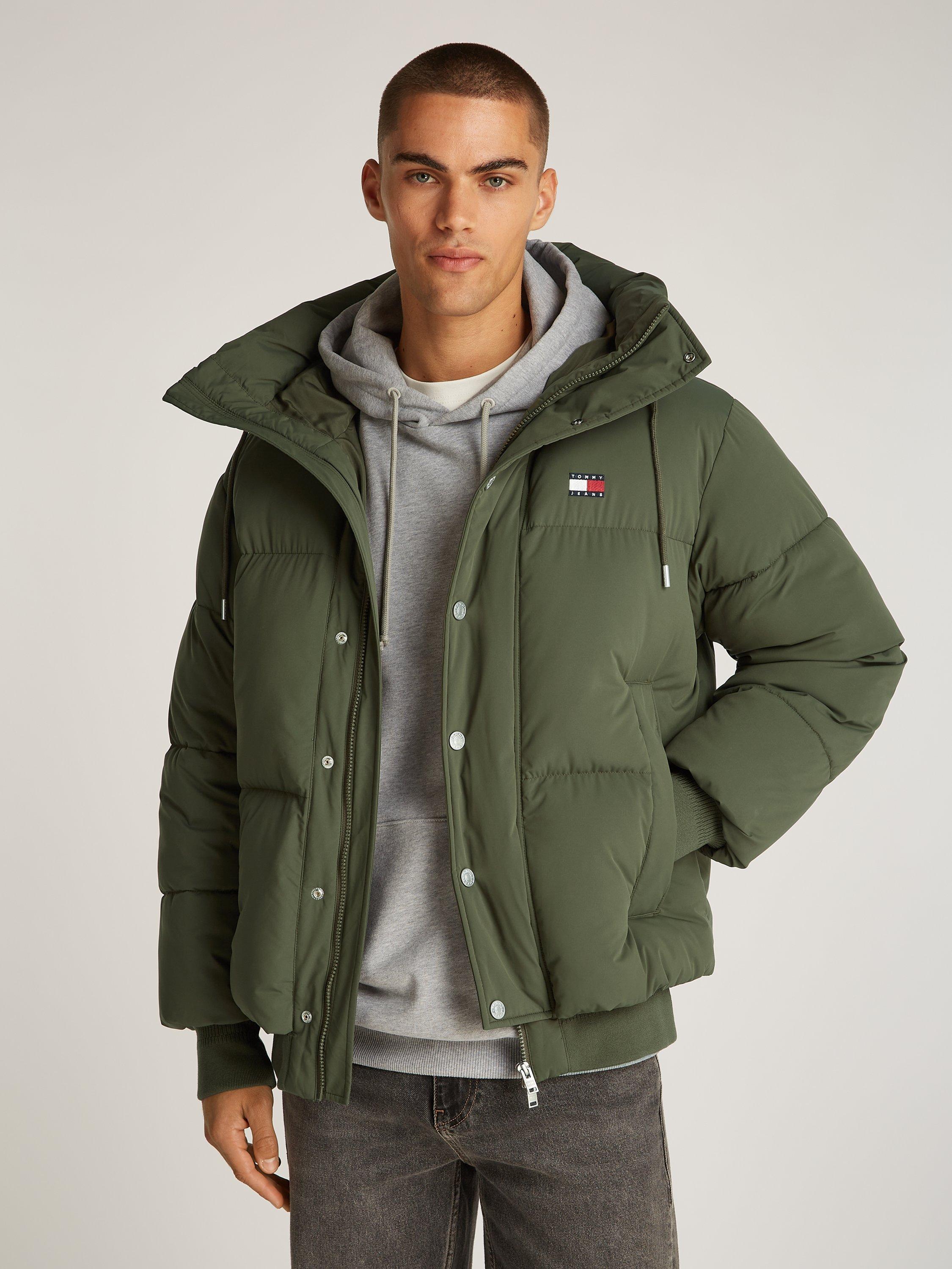 Product image 1 of 7, which shows Tommy Jeans Puffer Jacket, Fatigue Green, M