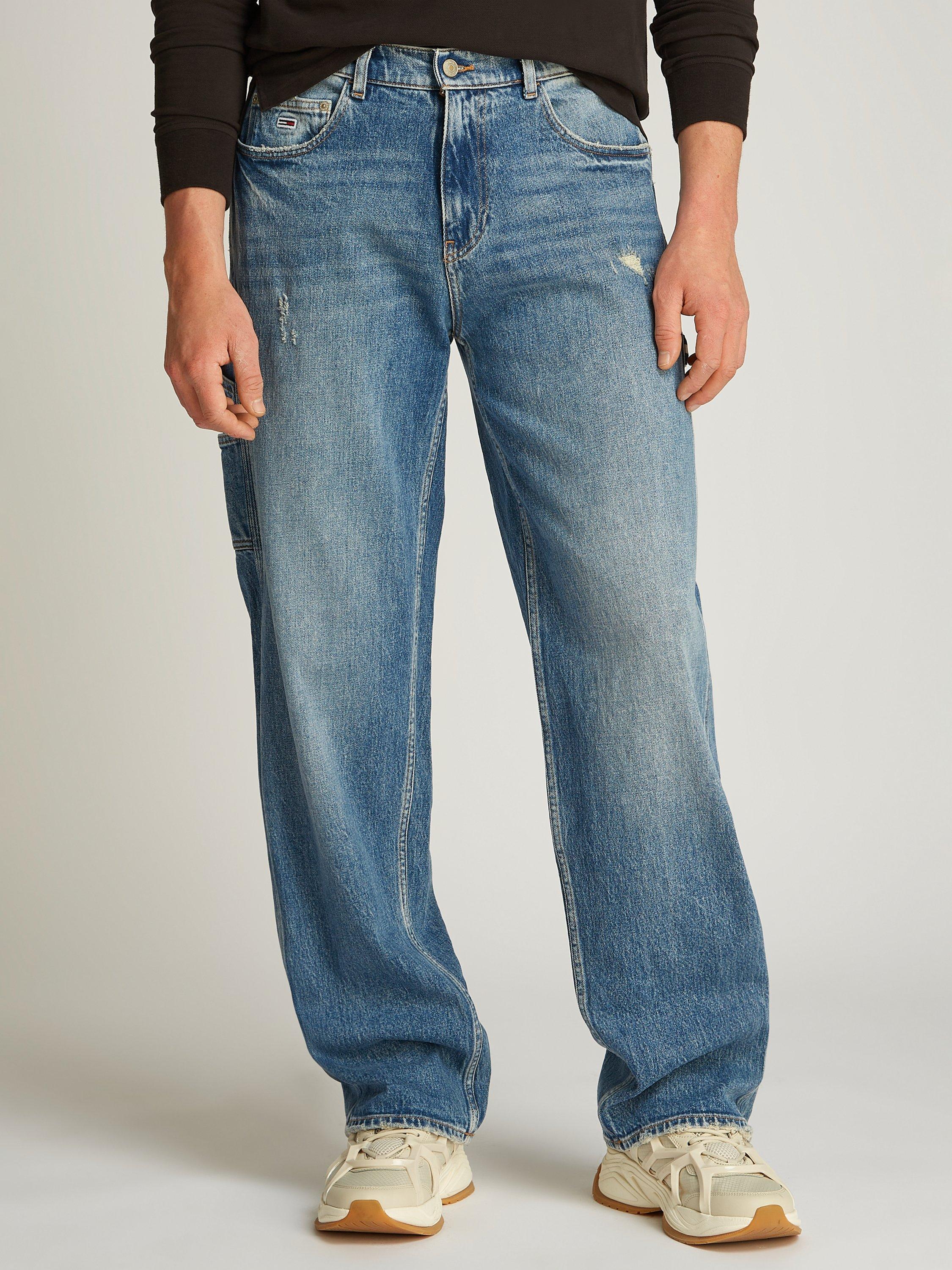 Product image 1 of 7, which shows Tommy Hilfiger Straight Leg Loose Fit Jeans, Denim Medium, 34S