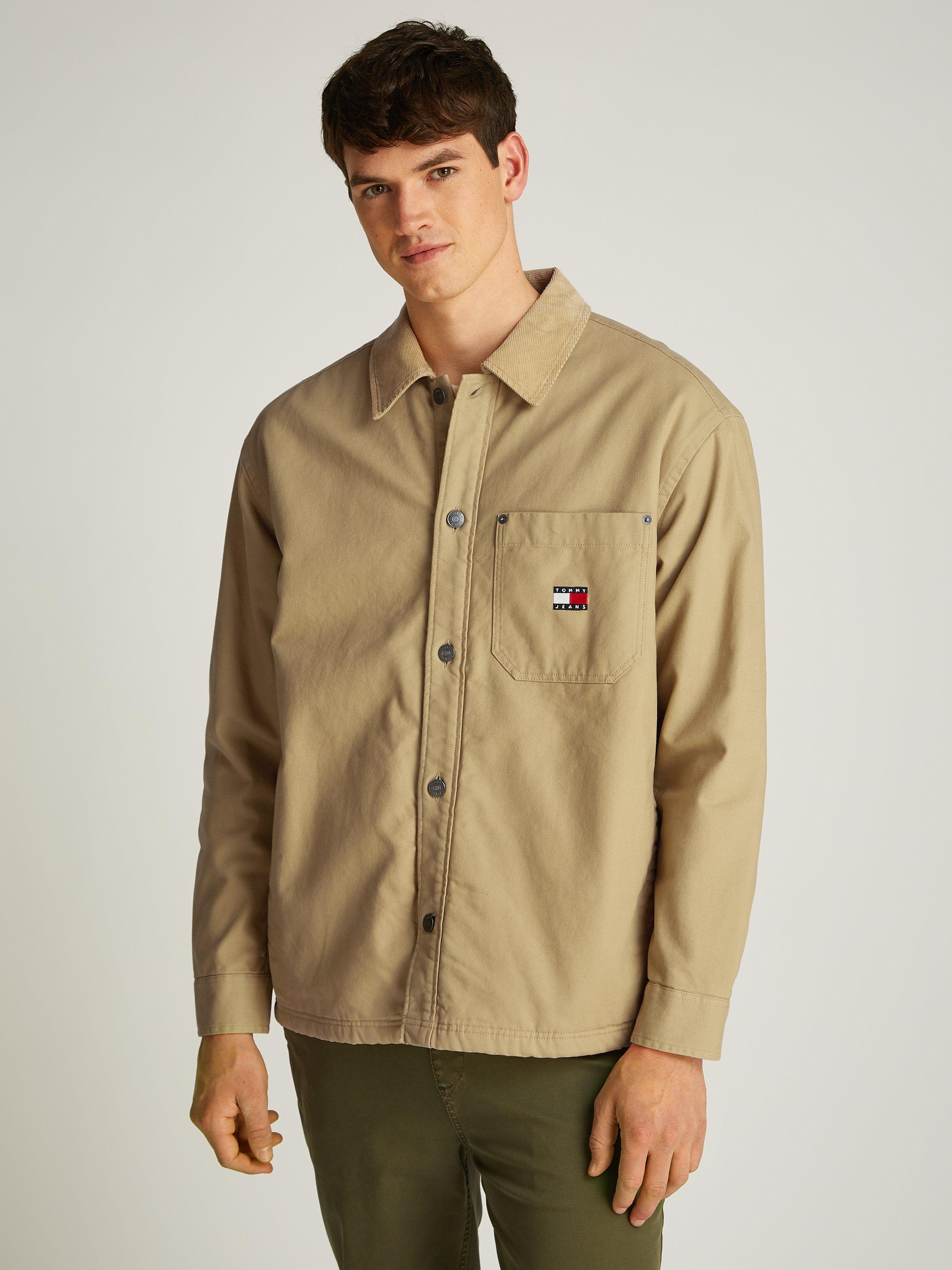 Product image 1 of 7, which shows Tommy Jeans Cotton Corduroy Loose Fit Overshirt, Relic Tan, L