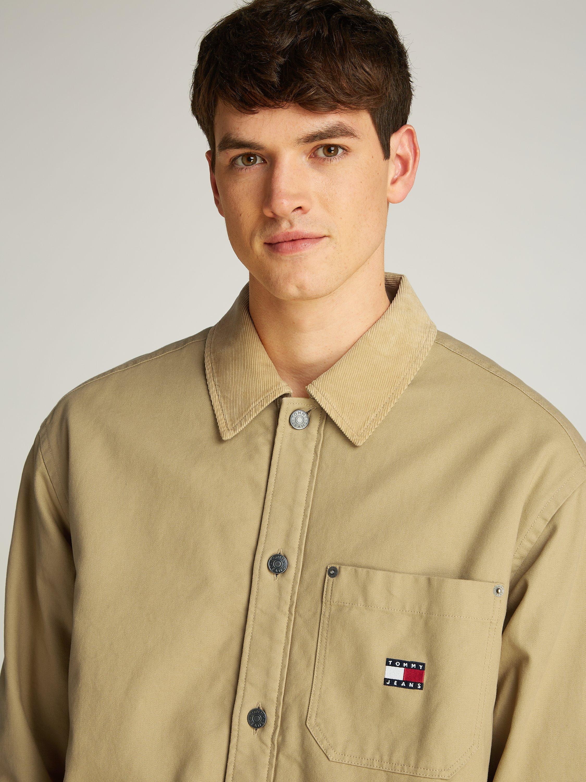 Product image 3 of 7, which shows Tommy Jeans Cotton Corduroy Loose Fit Overshirt, Relic Tan, L