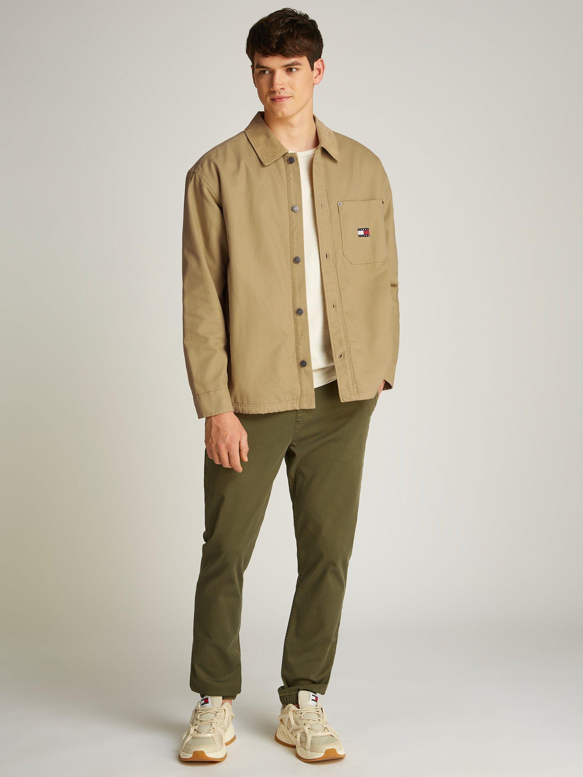 Product image 7 of 7, which shows Tommy Jeans Cotton Corduroy Loose Fit Overshirt, Relic Tan, L