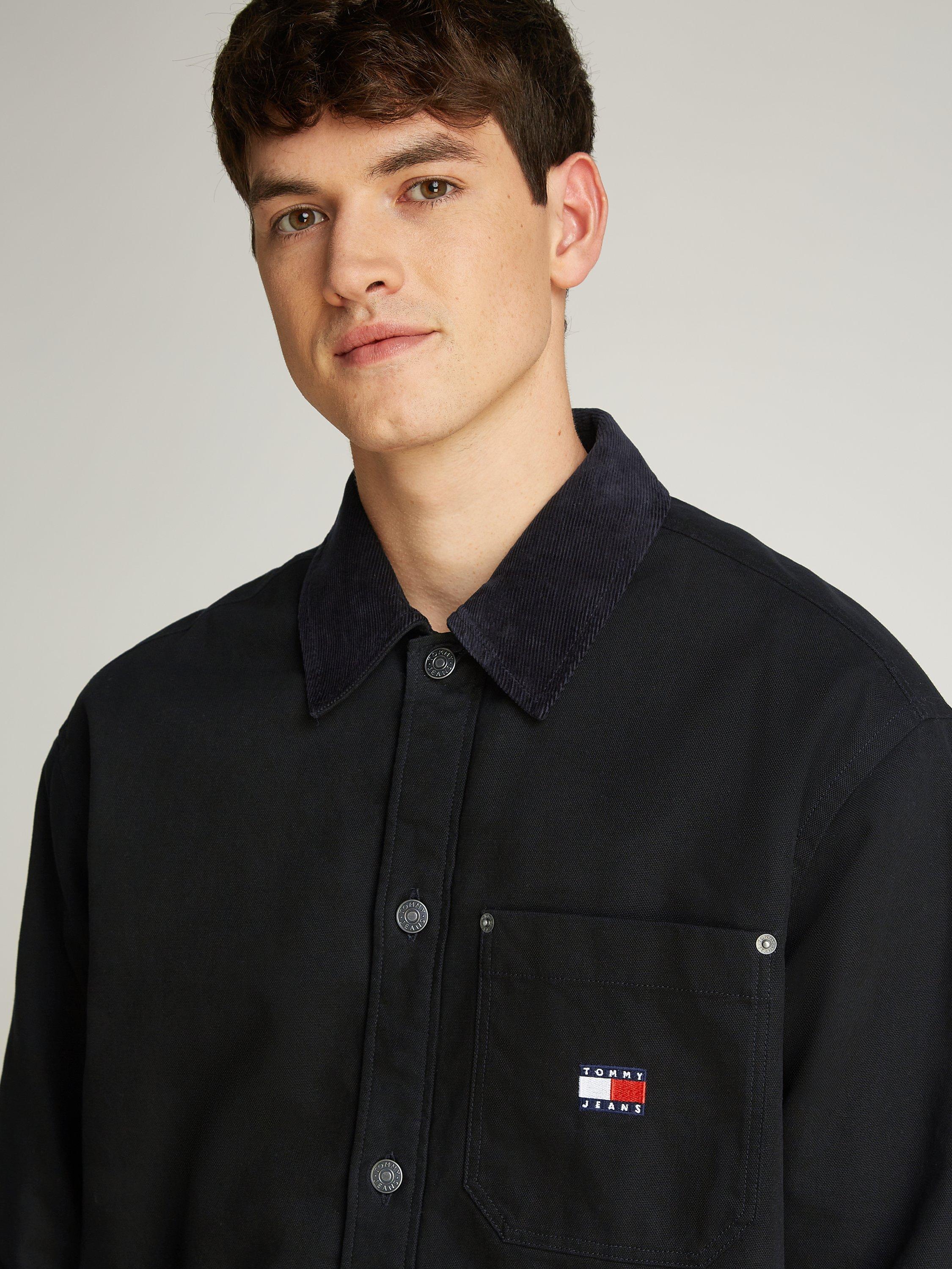Product image 3 of 7, which shows Tommy Jeans Cotton Corduroy Loose Fit Overshirt, Black, L