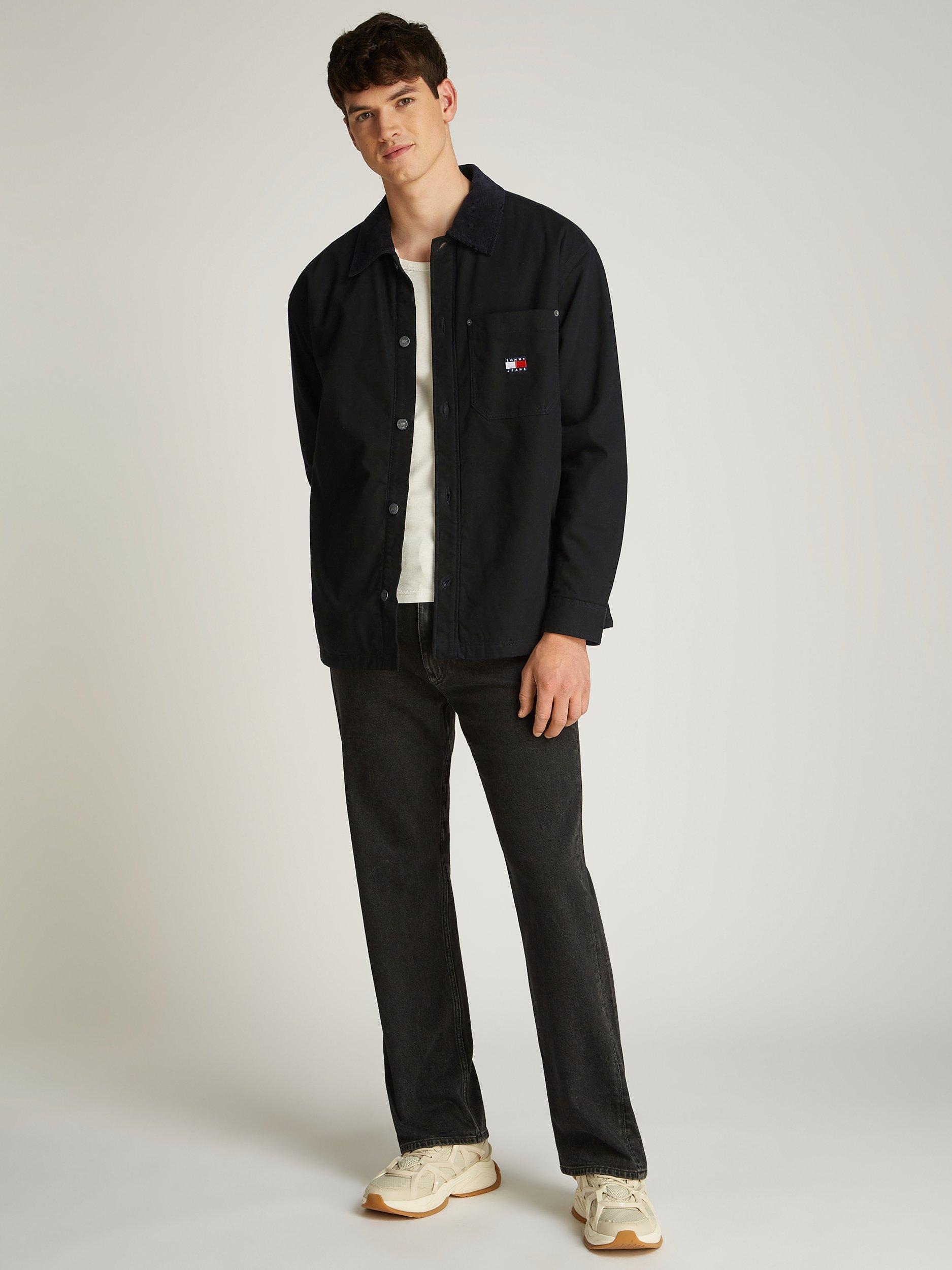 Product image 7 of 7, which shows Tommy Jeans Cotton Corduroy Loose Fit Overshirt, Black, L