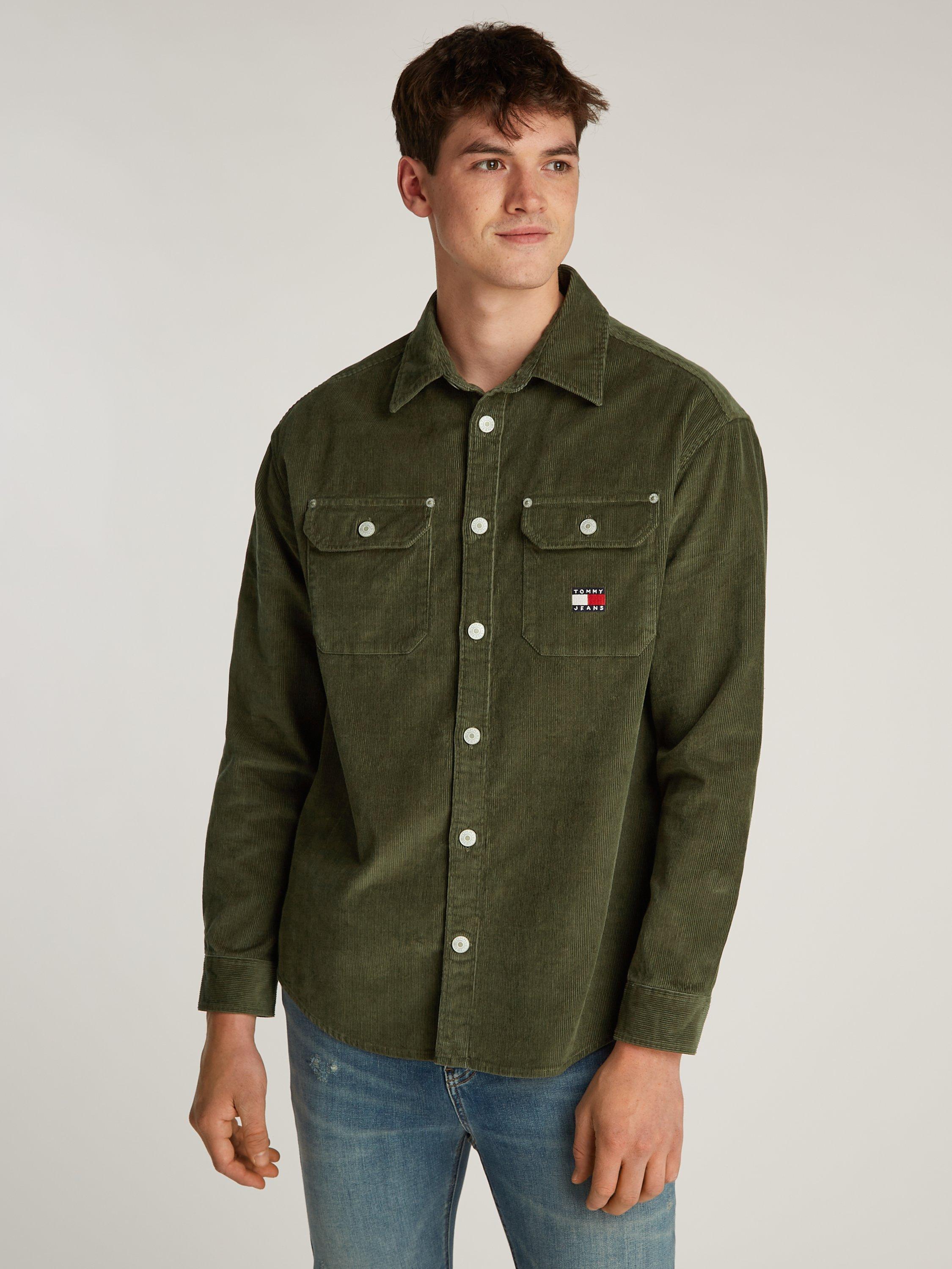 Tommy Jeans Organic Cotton Loose Fit Corduroy Shirt, Fatigue Green
