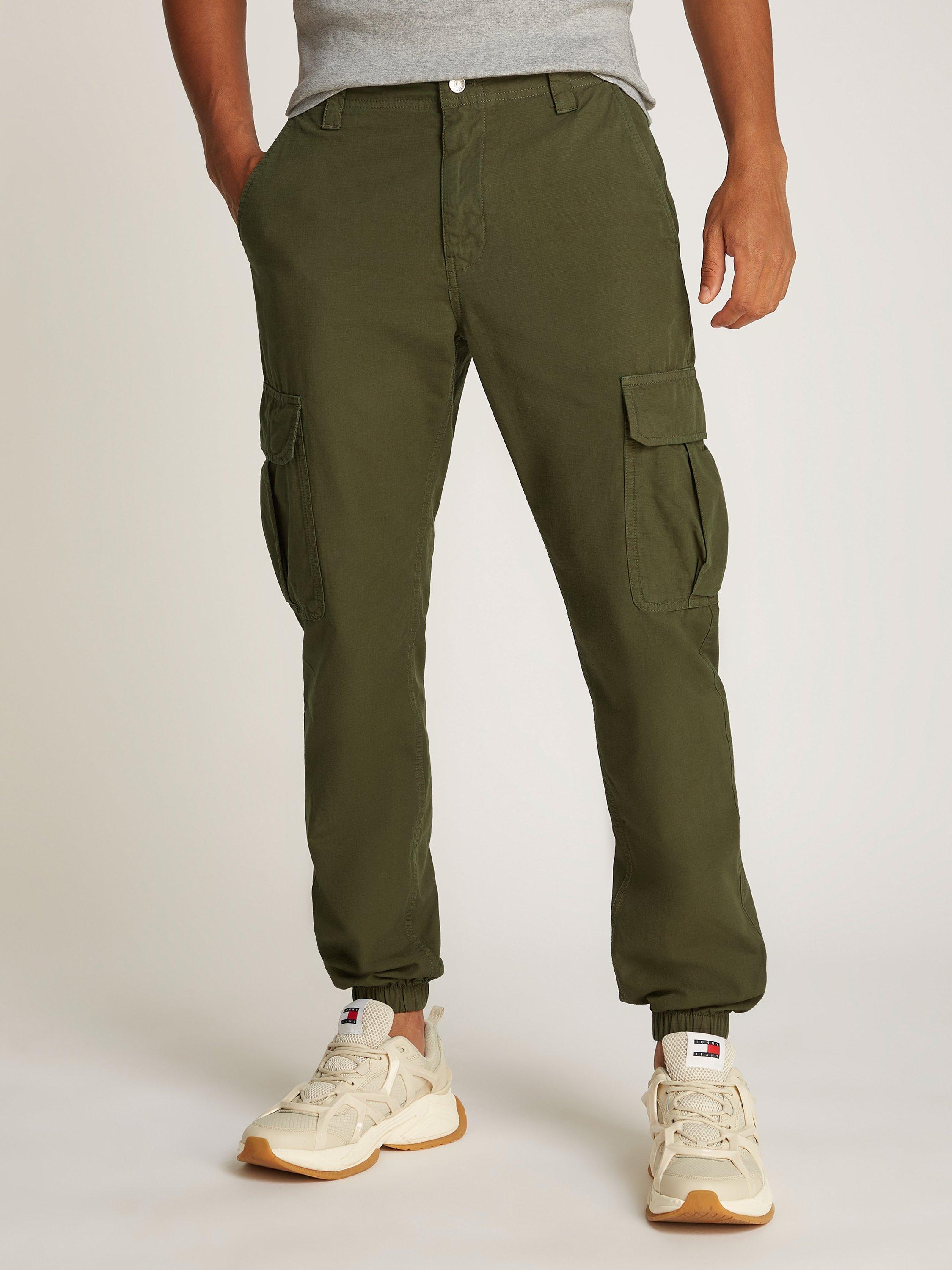 Product image 1 of 6, which shows Tommy Jeans Cargo Trousers, Fatigue Green, 30R
