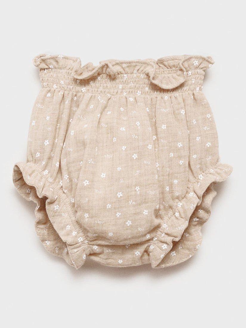 Mango Baby Arena Cotton Floral Pint Bloomer Shorts, Pastel Brown