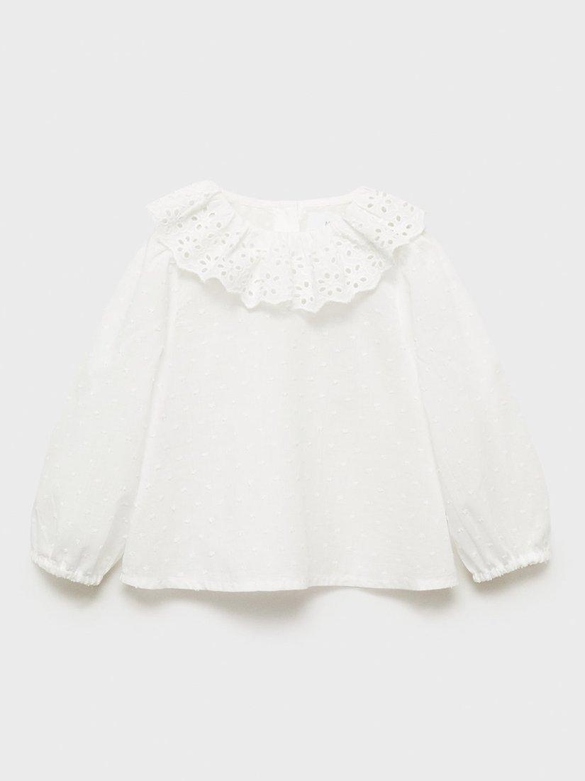 Mango Baby Nevada Embroidered Collar Blouse, Natural White