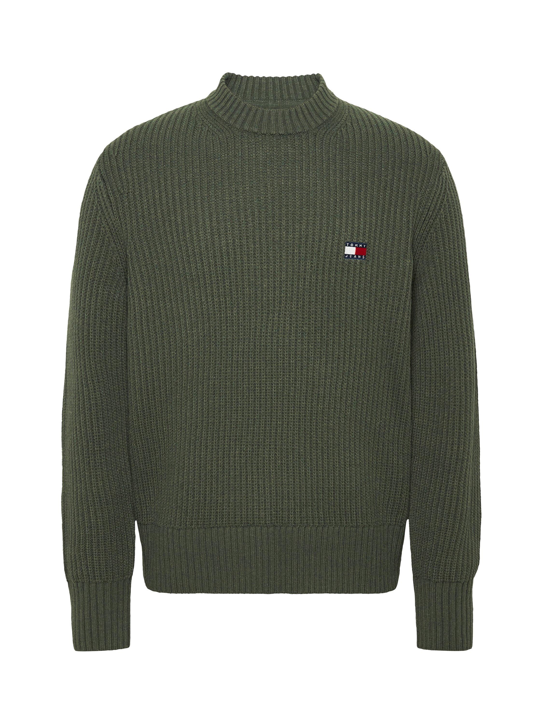 Product image 1 of 3, which shows Tommy Jeans Crewneck Sweater, Fatigue Green, S