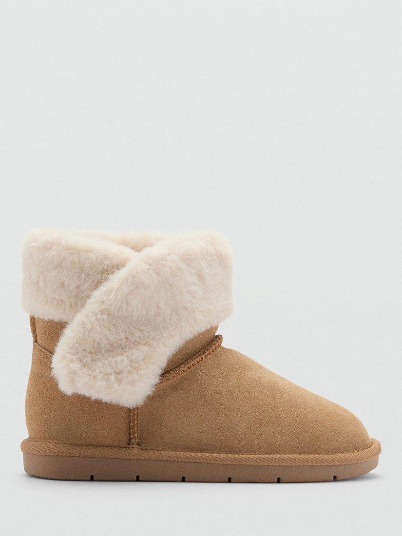 Product image 1 of 4, which shows Mango KIds' Anna Suede Ankle Boots, Light Beige, 1