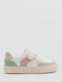 Mango Kids Sashag Riptape Trainers, White/Multi, White/Multi