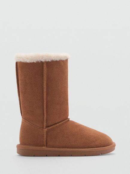 Mango Kids' Zoe Suede Boots, Medium Brown, Medium Brown