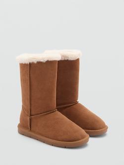 Mango Kids' Zoe Suede Boots, Medium Brown - view 2, Medium Brown