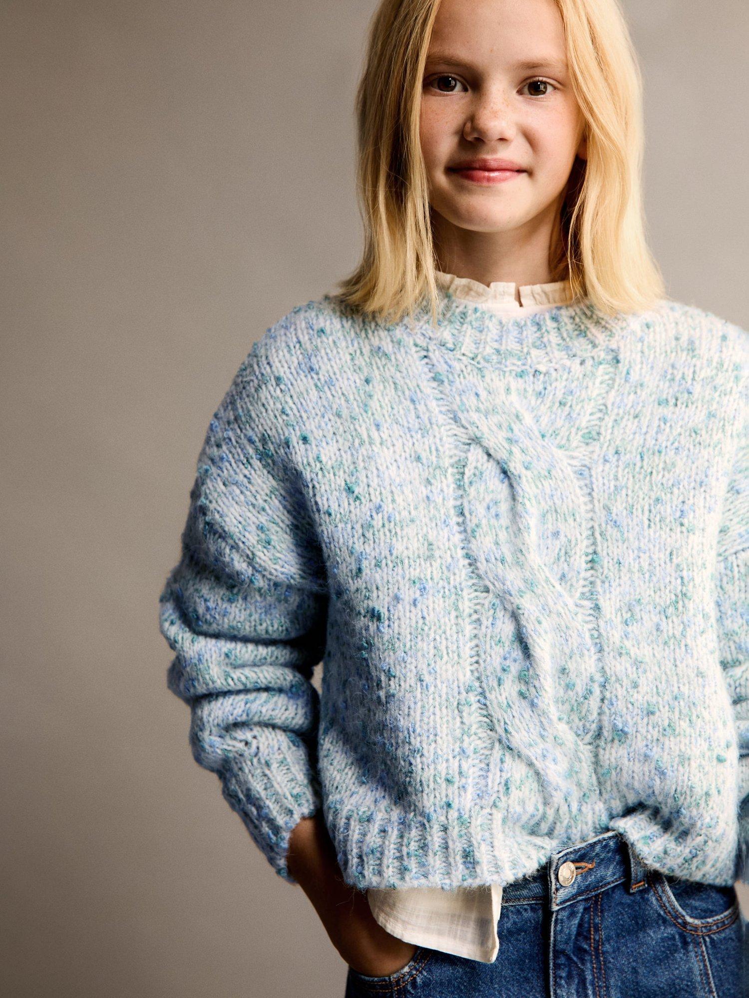 Mango Kids' Icey Chunky Jumper, Turquoise - Aqua