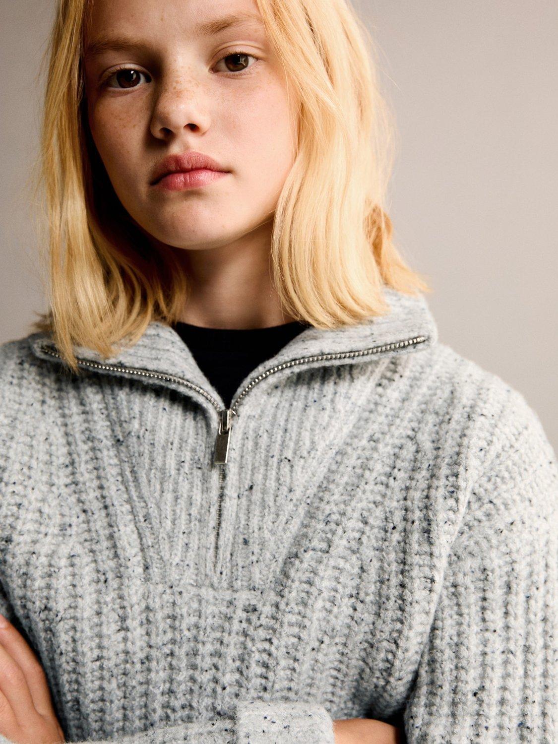 Product image 1 of 5, which shows Mango Kids' Skadi Jumper, Medium Grey, 7-8 years
