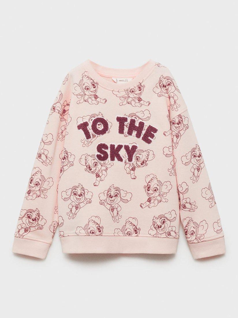 Mango Kids' Paw Patrol To The Sky Sweatshirt, Pale Pink