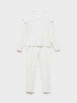 Mango Kids' Cotton Star Print Pyjamas, Natural White, Natural White