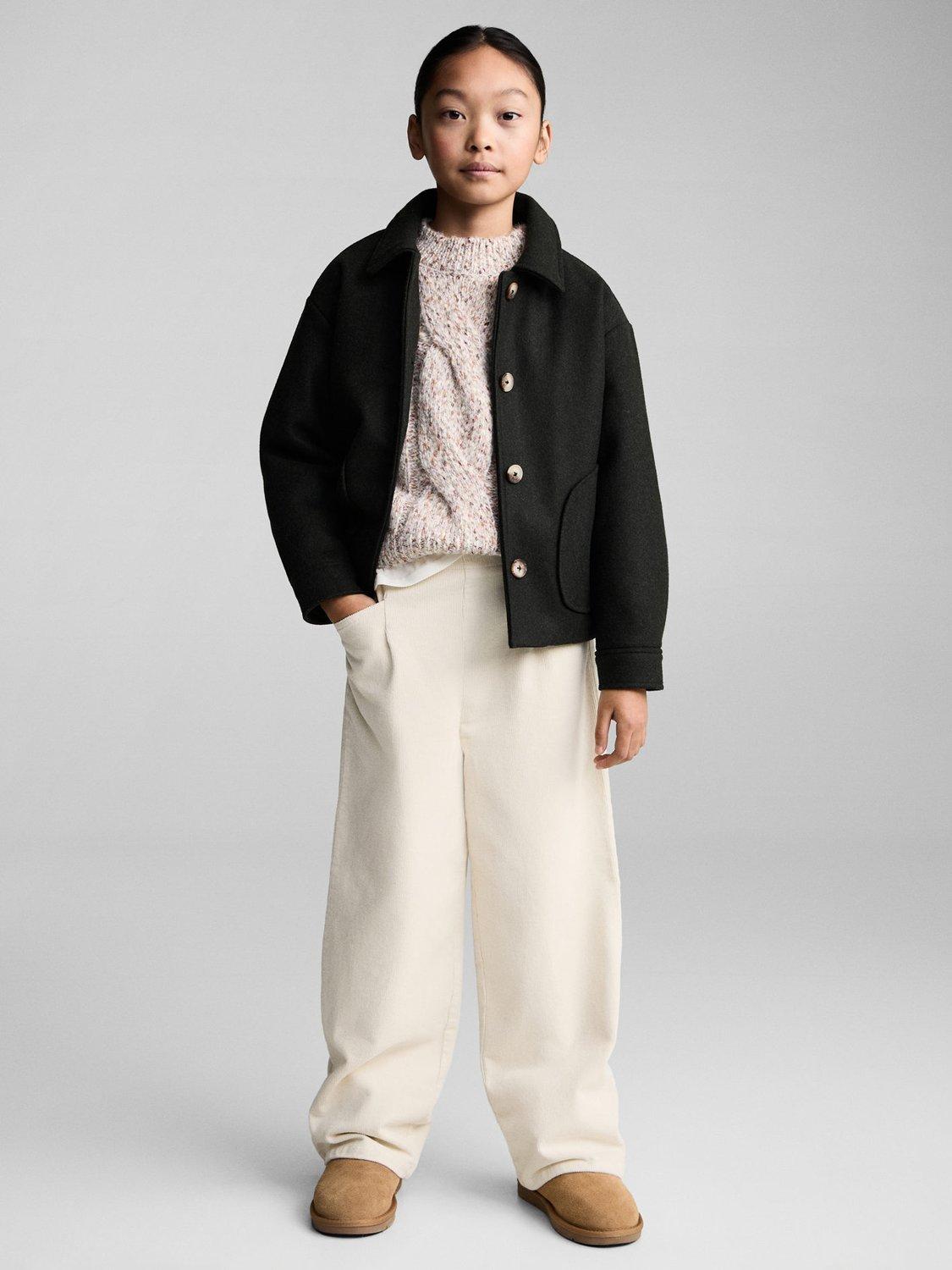 Product image 1 of 6, which shows Mango Kids' Liria Relaxed Fit Trousers, Light Beige, 7-8 years