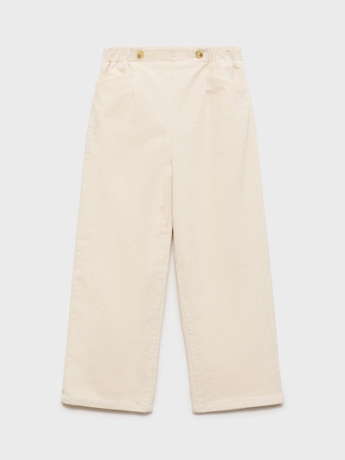Product image 3 of 6, which shows Mango Kids' Liria Relaxed Fit Trousers, Light Beige, 7-8 years