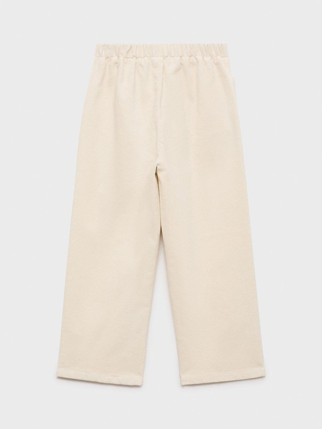 Product image 4 of 6, which shows Mango Kids' Liria Relaxed Fit Trousers, Light Beige, 7-8 years