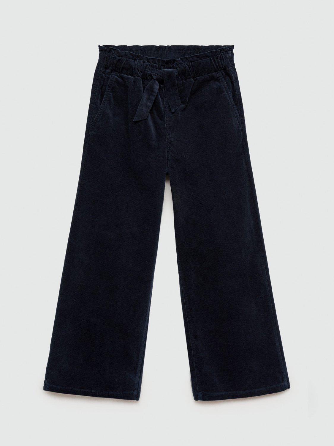 Product image 2 of 5, which shows Mango Kids' Mafalda Wide Leg Cord Trousers, Navy, 7-8 years