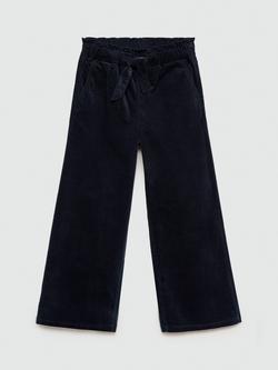 Mango Kids' Mafalda Wide Leg Cord Trousers - view 2, Navy