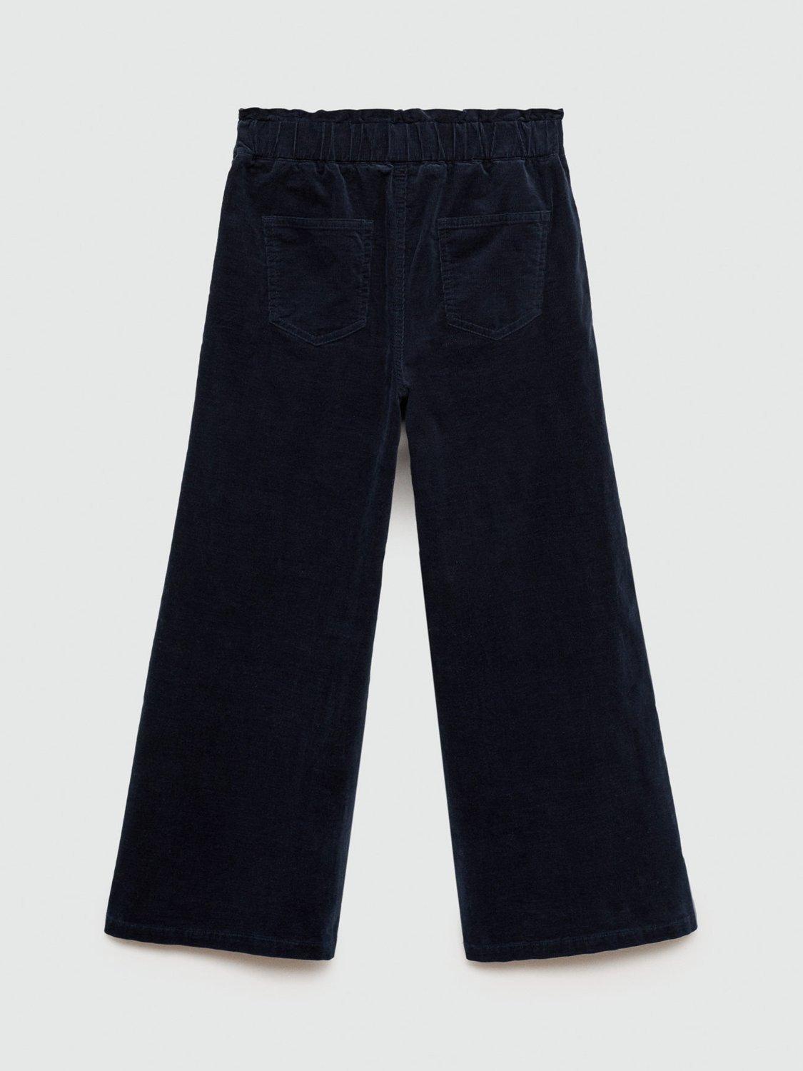 Product image 3 of 5, which shows Mango Kids' Mafalda Wide Leg Cord Trousers, Navy, 7-8 years