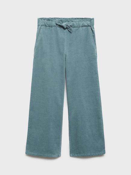 Mango Kids' Mafalda Wide Leg Cord Trousers - view 2, Green